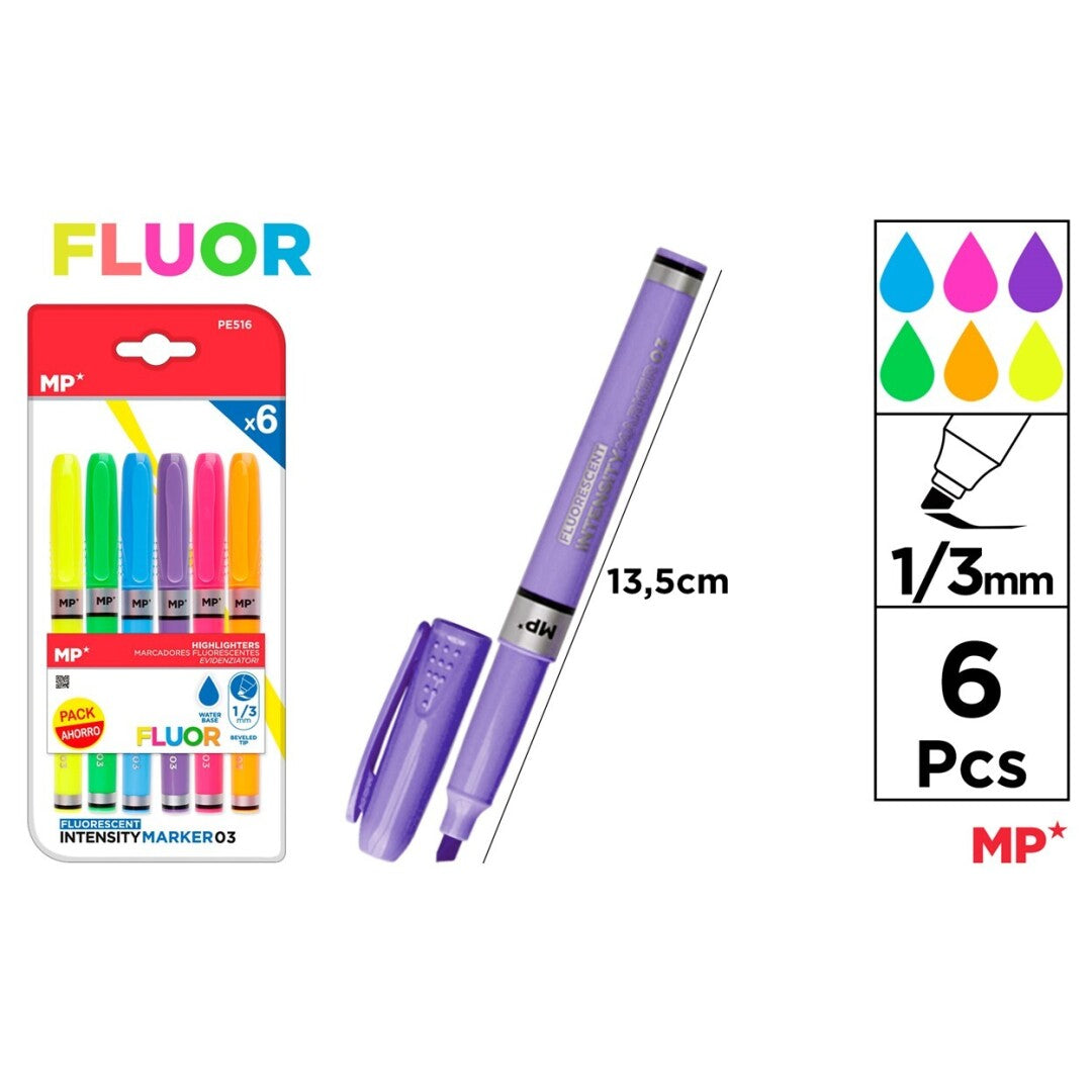 MP Fluorescent Markers 6pcs (PE516) GOOD STUFF CO. personalise be unique