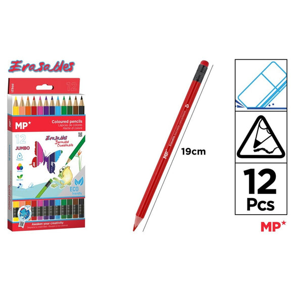 MP Jumbo Erasable Color Pencil 12pcs (PP821)