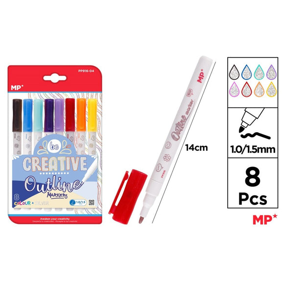 MP Creative Outline Markers 8pcs (PP916-04)