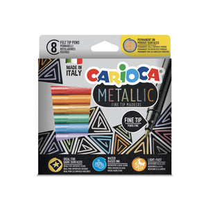 CARIOCA METALLIC FINE LINER BOX 8 PCS FELT TIP PENS- 2030
