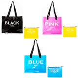 Neon PVC Tote with Neon Flat Pouch